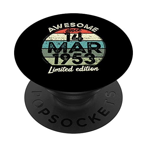 Camiseta de cumpleaños de 70 años, 14 de marzo de 1953, 70 cumpleaños PopSockets PopGrip Intercambiable