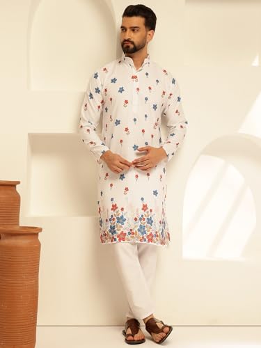 Image of SOJANYA (Since 1958 Men's Cotton Daman Print Long Kurta|Traditional Outfit for Navratri & Garba Nights