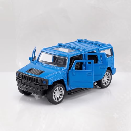 Image of Amisha Gift Gallery Hummer SUV Diecast Metal Car Toy for Kids, Blue | Scale Racing Model, Pull Back Action, Opening Doors, For Kids Boys and Girls