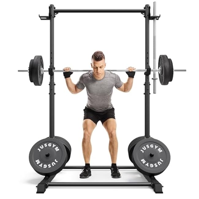 Squat Rack with Pull Up Bar, Heavy Duty 600LBS Weight Capacity Squat Rack for Home Gym, Adjustable Multi-Functional Power Racks Strength Training Fitness Equipment