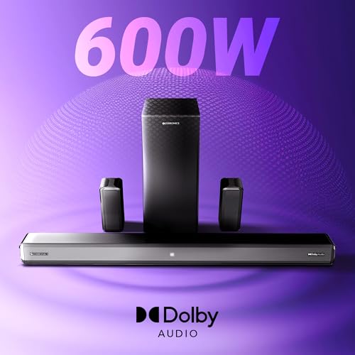 Image of ZEBRONICS Juke BAR 9510WS PRO Dolby 5.1 Soundbar, Dolby Audio, 600 Watts, Wireless (Dual Rear Satellites & 6.5 inch Subwoofer), Triple Driver Soundbar, Bluetooth v5.1 | HDMI (ARC) | Optical | USB | AUX