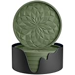 STLIAN Silicone Coasters with Holder,[6 Pack] Drinking Coasters - Cup Mat for Hot or Cold Drinks, Thickened, Non-Slip, Non-stick,Deep Tray Olive Green