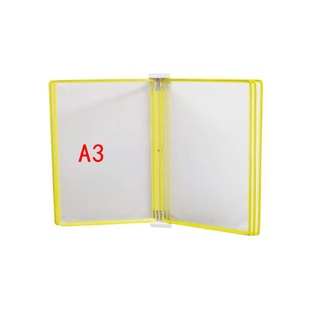 OLSKFUH Wall Mount Reference Display System, Hanging Wall File Organizer,Document Display Holders A3 With 5 Panels And 10 Pockets 45 * 32 4.5Cm,Folders,F