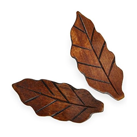 Ecloud Shop® Naturholz Blattform 2 Stück Stäbchen Halter Essstäbchenablage aus Holz Klassisches Design Restaurants Accessoires Cover
