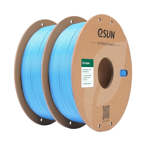 Image of eSUN PLA Basic Filament 1.75mm, 3D Printer Filament High Speed PLA for Fast Printing, 1KG per Spool, 2 Spools High Speed 3D Printing Filament, Light Blue