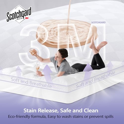 downluxe 4 Inch Full Size Memory Foam Mattress Topper Pro Dual Layer 2 Inch Cooling Gel Egg Crate Memory Foam Plus 2 Inch Pillow Top Medium Firm with Deep Pocket