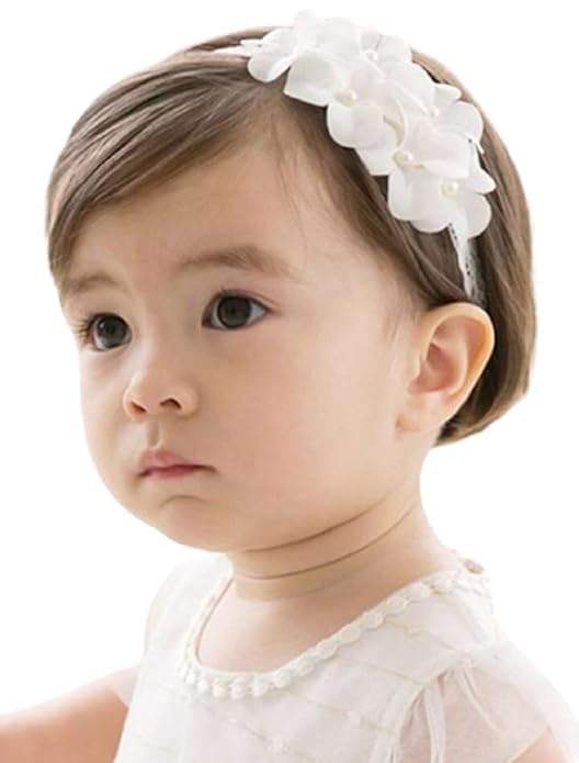 White Floral Pearl Headband for...