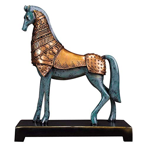 Statue cheval de guerre résine imitation bronze : figurine vintage fait main