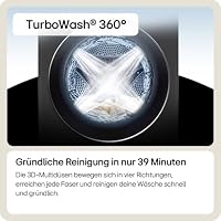 LG W4WR7096YB, Klasse D, Frontlader-Waschtrockner 9-6 kg, 62 x 60 x 85 cm, Wi-Fi, AI Direct Drive, Tiefenreinigung mit Dampf, TurboWash 360, Große Kapazität, Außentür aus gehärtetem Glas, Weiß – Ansicht 4