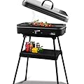 Upgrade Version - Artestia 1800W Electric Outdoor Grill with Lid Smokeless BBQ Grills with Temperature Control Portable Removable Stand Grill for Cooking, BBQ Party, Family
