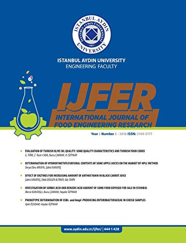 Istanbul Aydin University Engineering Faculty International Journal of Food Engineering Research: (Ijfer (Year 2 Number 2)