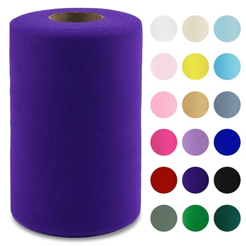 Image of Purple Tulle Fabric Roll 6 Inch x 100 Yards Tulle Ribbon