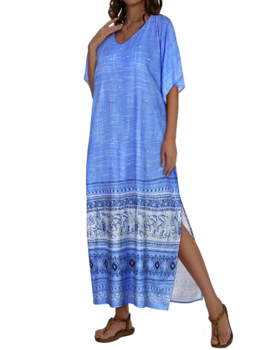 Image of Kaftan Dresses for Women V Neck Caftan Batwing Sleeve Swimsuit Cover Up