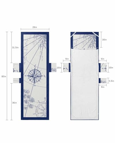 Navy Blue Nautical Beach Lounge Chair Towel Cover, Soft Chaise Lounge Towel with Side Pockets Patio Pool Chairs Cover for Beach/Pool Sunbathing 29x85 Beach Ocean Coastal Compass