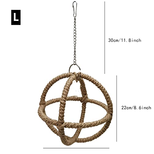 Image of Parrot Globe Rope Swing Parrot Stand Perch Toy Portable (Large, Wood Color)