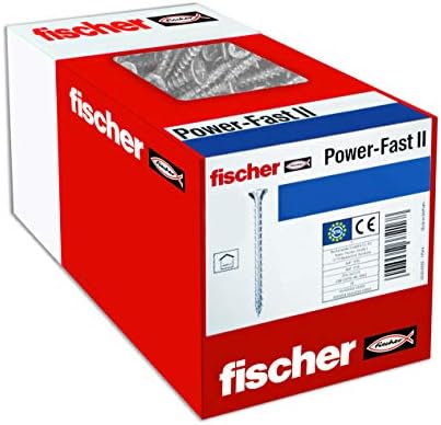 fischer 100 x wkręt do płyt wiórowych Power-Fast II 3,5 x 25, łeb stożkowy pełny gwint ocynkowany galwanicznie, pasywowany na niebiesko (nr art. 670065)
