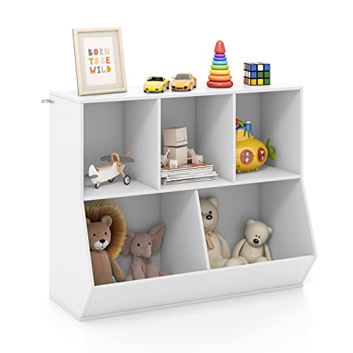COSTWAY Bücherregal für Kinder, Kinderregal aus Holz mit 5...
