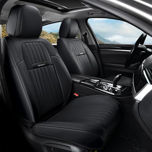 Image of Coverado Seat Covers, Car Seat Covers Front Seats, Car Seat Cover, Car Seat Protector Waterproof, Car Seat Cushion Nappa Leather, Black Seat Covers for Cars Carseat Cover Universal Fit for Most Cars