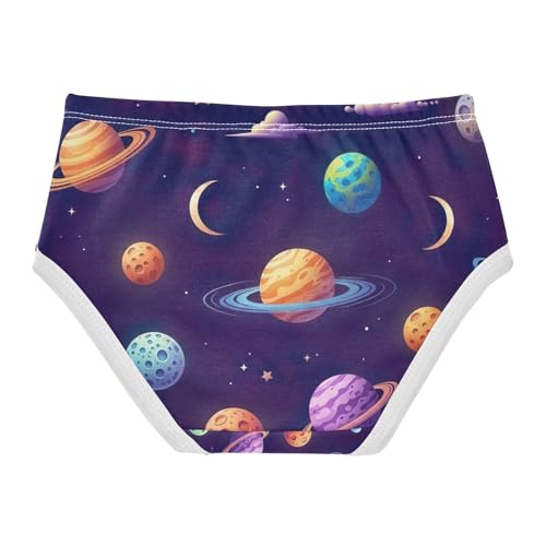 Toddler Girl Briefs, Cute Colorful Planets Girls Cotton Underwear, 2–8 Years2