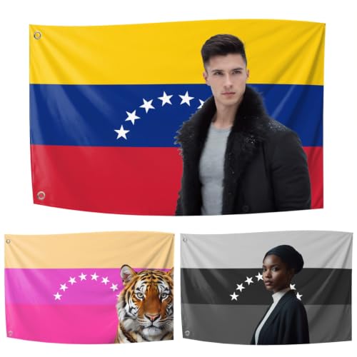 Custom Venezuela Flag With Your Photo, Custom Flag Design Your Own Image for Decorating Clubs, Concerts, Bars, University Dormitories, Living Rooms & Bedrooms