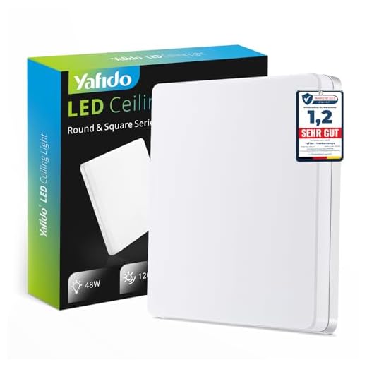 Yafido LED Deckenlampe Ultra Slim 48W 4320Lm UFO LED Panel 6500K Kaltweiß LED Deckenleuchte für Wohnzimmer Schlafzimmer Flur Büro Küche Küche Balkon und Esszimmer Nicht-dimmbar 30 * 30 * 4cm
