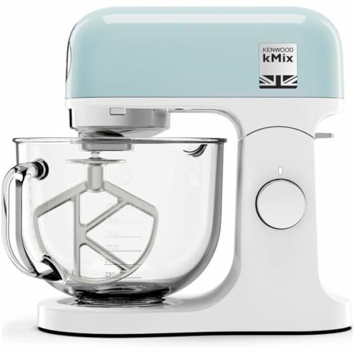 Kenwood KMX745APB kMix Robot pâtissier avec bol en verre 5L, fouet K en acier inox et accessoire de pétrissage, idéal pour pâtisserie