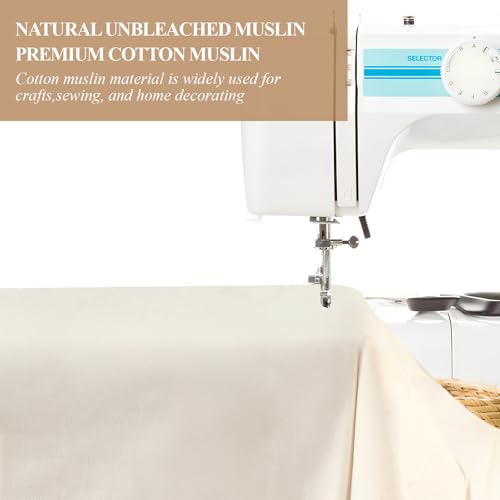 peasug 100 cotton muslin fabric 63 inch x 2 yards unbleached muslin linen fabric by the yard medium weight draping fabrics suitable for sewing embroidery garments crafts material-natural
