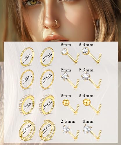 Nose Rings Hoops for Women Nose Studs Jewelry Piercings Surgical Stainless Steel Hypoallergenic2