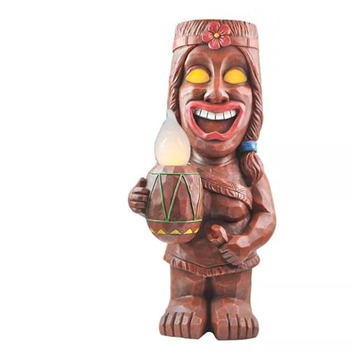 Itonash Solar Powered LED Tiki Light Solar Totem Figurine Ornaments LED Garden Light For Porch Lawn Path (B)