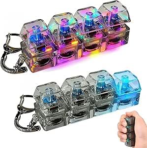 HATFRYF 2PCS Mini Keyboard Fidget Toy, Keyboard Clicker with LED Light, Stress Relief Toys Keyboards Keychain, 3D Printed Clicker Decompression Toys for Office, School, Home and Travel, Black