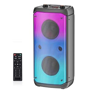 Bluetooth Speaker, 80W Peak Wireless TWS Portable Outdoor Party Speakers with Subwoofer, Deep Bass, LED Colorful Lights, Loud Stereo Sound Boombox with Radio for Home, Camping, Travel
