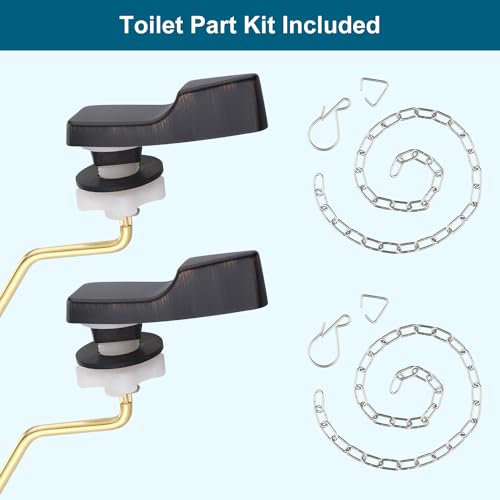 Image of 2PACK Universal Side Mount Toilet Handle Replacement Kit, Oil Rubbed Bronze | Compatible with American Standard /Mansfield /Gerber /TOTO /Kohler Toilet, Toilet Tank Flusher Lever with Flapper Chain