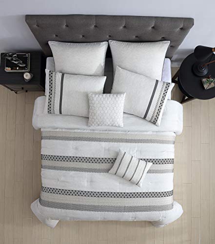 Riverbrook Home 8-Piece Comforter Set, King, Calla - White/Tan/Black
