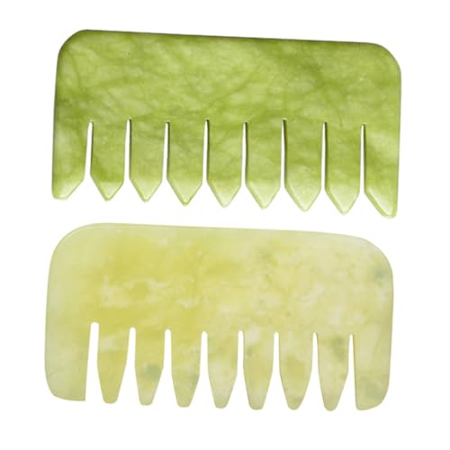 GOOHOCHY 2pcs Massage Comb Facial Hair Scalp Jade Combs Scalp Massagers Combs for Facial Comb Head Guasha Scraping Gua Sha Comb Body Natural Jade
