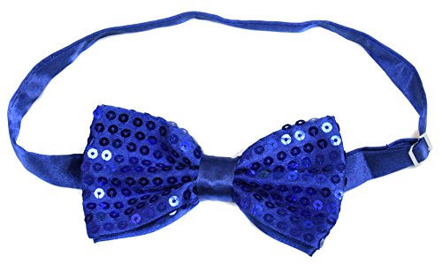 Image of Scarlet Classic SATIN SEQUIN Dickie Bow Tie Fancy Dress Party Pretied Magic Clip On (Royal Blue)