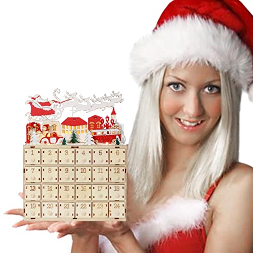 Shakala Idées Cadeaux innovantes Calendrier de l'de Noël en Bois | Calendrier de Compte à rebours en Bois Traditionnel jusqu'à Noël - Compte à rebours jusqu'à Noël, à Piles (Non incluses) Cover