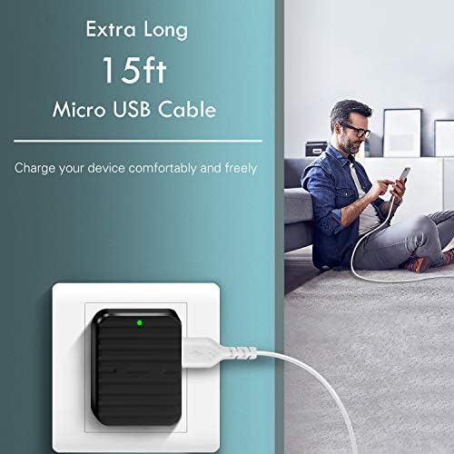 iSeekerKit Micro USB Charging Cable 15ft, 2-Pack 15FT Micro USB Android Charger Cable Nylon Braided Cord Compatible with Samsung Galaxy S7 S6 J7 Note 5, PS4 and More - 1