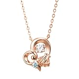 [ホワイトクローバー] リトル・マーメイド 』 アリエル ダンシングストーン ネックレス ディズニー プリンセス Disney シルバー925 キュービックジルコニア ハート シェル ペンダント ピンクゴールド DISS009PG