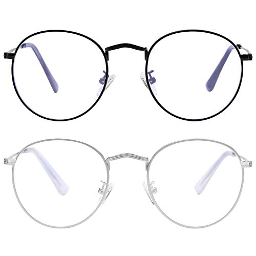 Blue Light Blocking Glasses for women Man Round Metal Anti Blue Ray
