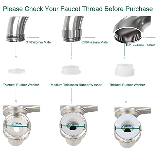 Brushed Nickel Faucet Extender For Bathroom Sink, Biveah Brass 1080° Rotating Splash Filter Dual-Function Faucet Spray Head Aerator, Kqb013Na #TOP5