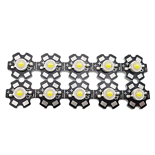 Vrabocry High Power LED Licht, 10 STÜCKE Weiß 4000-4500k Chip LED Hohe Helle Integrierte Chip Lichtquelle Led-Lampe Mit 20mm Schwarz Stern PCB für Birne Lampe DIY BeleuchtungHigh Power LED Licht