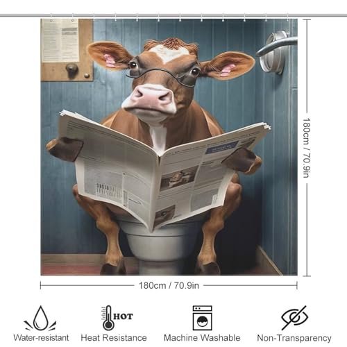 Rideau de douche vache en tissu imperméable durable avec crochets