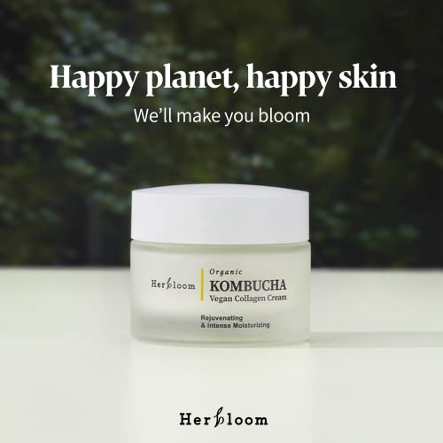 Herbloom Vegan Kombucha Collagen Cream - Korean Collagen Face Cream, Rejuvenating Ceramide Moisturizer, Organic, Vegan, Cruelty Free, Paraben Free - 1.69 Fl. Oz. #TOP5