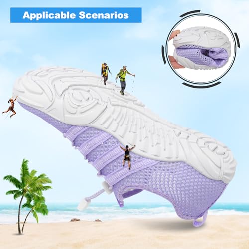 Image of L-RUN Hiking Water Shoes Women Beach Pool Swim Shoes Quick Dry Summer Beach Socks Purple M US (Women 6.5, Men 5)=EU37