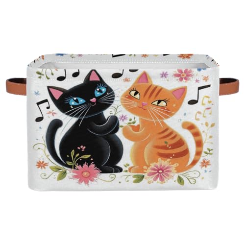 Collapsible Fabric Storage Cube – Music Cats Floral