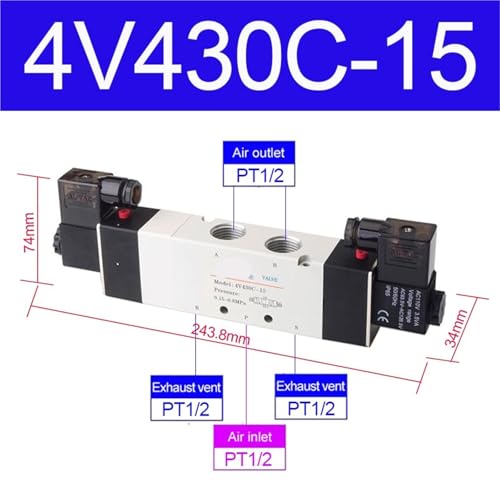 Électrovanne 4V430C-15 évite les pertes d'air sur vérin double effet - 3