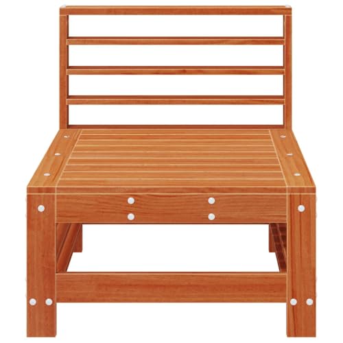 Fauteuil modulaire de terrasse extérieur en pin massif marron ciré - 4