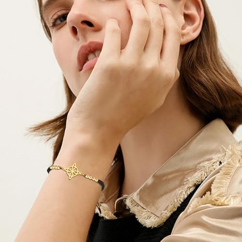UNIFT Bracelet pour femme avec nœud de sorcière celtique en acier inoxydable avec breloque double corde mystique, one size, Acier inoxydable, Pas de gemme – vue 2