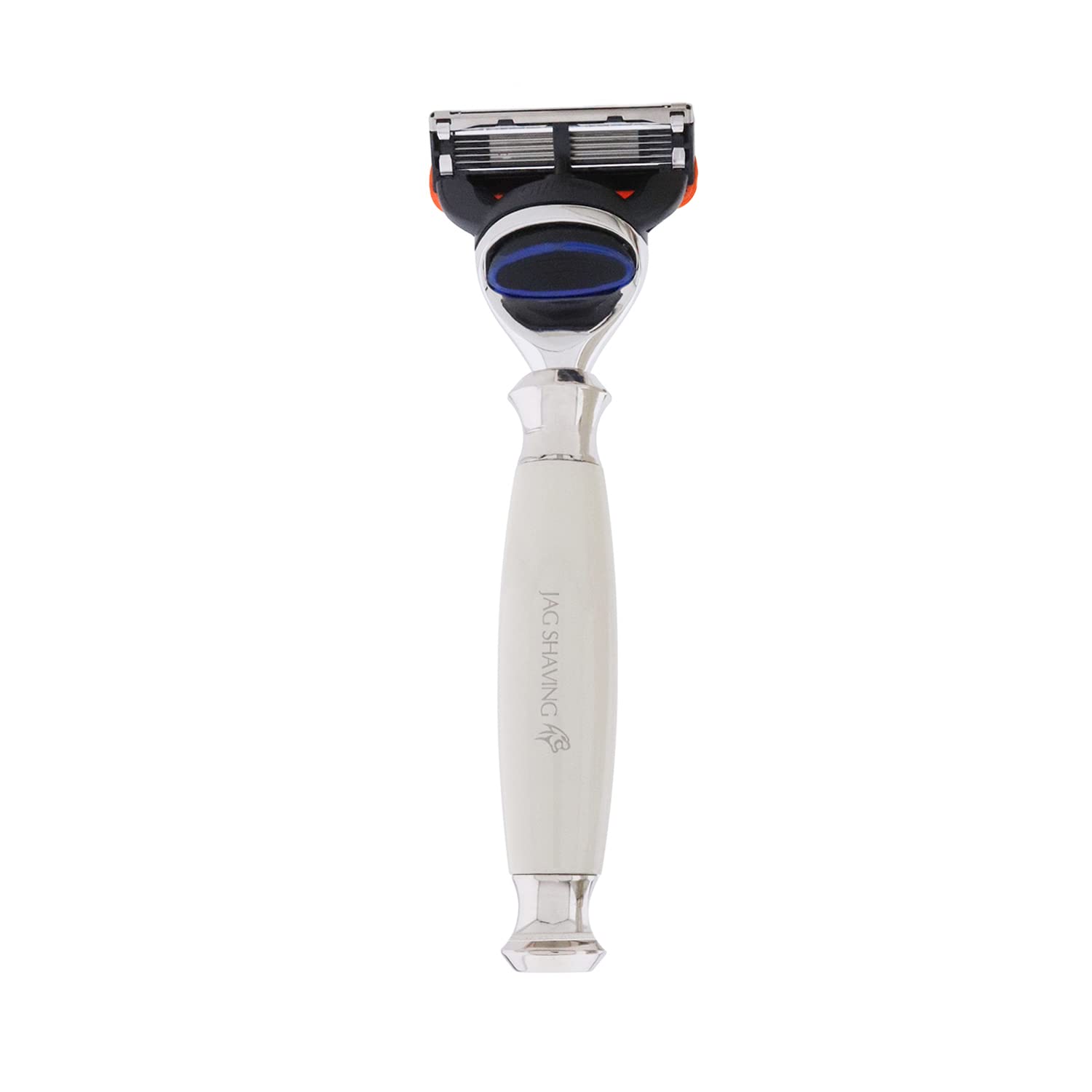 Jag Shaving Rasierset - 4-teiliges Rasierset - JAG's LEE Range - Synthetik Silberspitzhaar Rasierpinsel - 5 Kante Rasierklingen Rasierhobel - Rasierschale - Rasierständer - Elfenbein Geschenkset