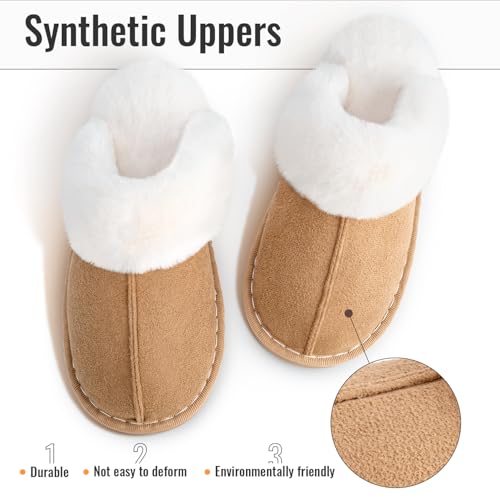 Slippers Women Gifts Ladies Fluffy:Women's Slippers Cozy Memory Foam House Mens Slippers,Fluffy Wool-Like Ladies Slippers,Plush Fleece Lined Shoes for Home Outdoor,Christmas Gifts for Women Men - Image 6